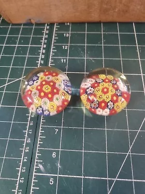 Buy 2 Small Vintage Candy Cane Murano Millefiori Style Glass Paperweights • 8£