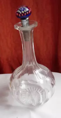 Buy Antique Cut Glass Balloon Decanter With Stopper Of Millifiori Art Glass And Cork • 65£