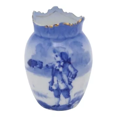 Buy Royal Doulton Miniature Vase Antique C. 1901-1922 Blue White Ornament *Damaged* • 19.50£