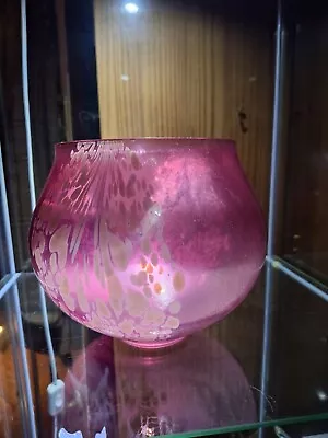 Buy ROYAL BRIERLEY STUDIO SIGNED CRANBERRY IRRIDESCENT ART GLASS BOWL 16cms Tall • 30£