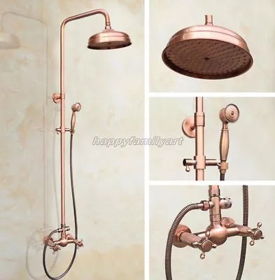 Buy Antique Red Copper Brass Bathroom Rain Shower Faucet Set Bath Mixer Taps Yrg521 • 139.99£