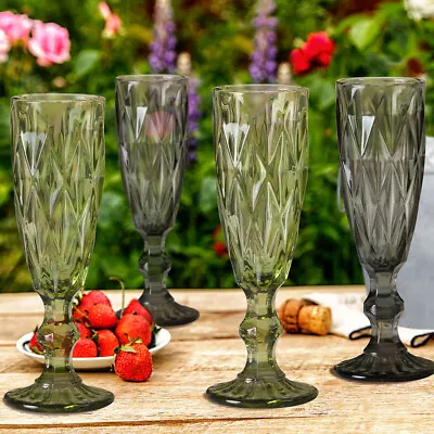 Buy Coloured Glassware Champagne Flutes Glasses Dinner Party Cocktail Wedding Gift • 12.99£