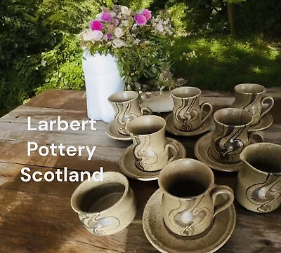 Buy Vintage Studio Pottery Tea Set. 14 Piece Larbert Barbara Davidson Swirl Wave • 79.99£