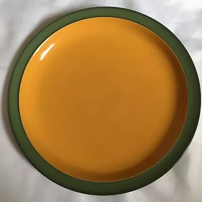 Buy VINTAGE Denby Langley Pottery Spice Yellow & Green Border Dinner Plate 26 Cm • 18£