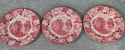 Buy Set 3 Wood & Sons Enoch Woods Ware English Scenery Pink 6” Bread & Butter Plates • 23£