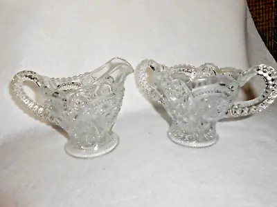 Buy Antique Cir. 1876 Brilliant Cut Glass Crystal Sugar & Creamer Mint Condition Set • 93.18£