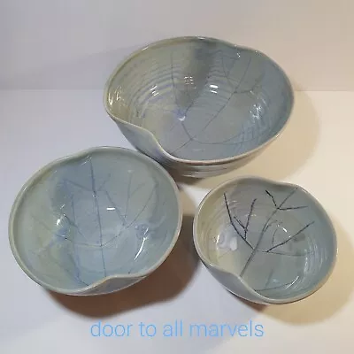 Buy 3 Studio Pottery Nesting Bowls Organic Brutalist Signed C. Zabo 9.25 , 7 , 5.75  • 45.66£