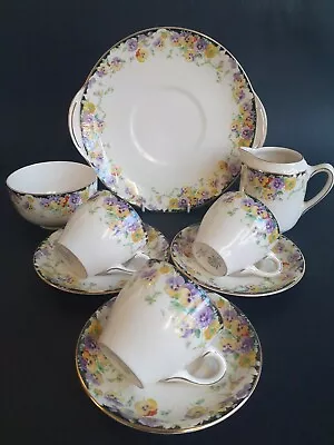 Buy Art Deco Royal Doulton England~wild Pansy~d5805 Part Tea Set 3x Cups And Saucers • 0.99£