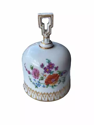 Buy Vintage Meissen Porcelain Hand Painted Dresden Pottery Bell  And Crystal Bell • 39£