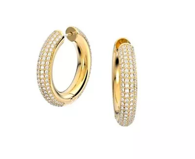 Buy Swarovski Dextera Hoop Earrings Pavé Medium White Gold Plated RRP £159 • 96.99£