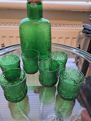 Buy Rare Arabia Wartsila Finland Green Decanter Set 6 Shot Glasses Scandinavian Eden • 100£