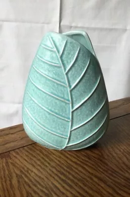 Buy SylvaC Leaf Vase 2334 Made In England Blue Textured  Vintage 6” Tall • 10£