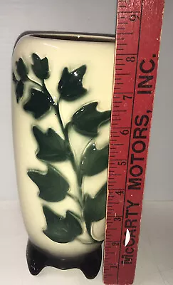 Buy 1950 Royal Copley Planter Vase 8.25” Ivy Cream Green Ivy Some Crazing Vintage • 16.77£