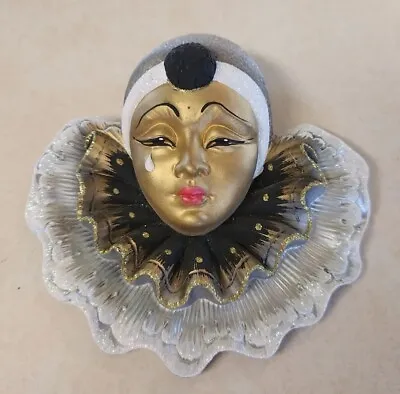 Buy Original Venezia Venetian Pierrot Mask Hand Painted, Italy Clay Art Signed • 31.76£
