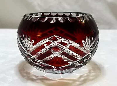 Buy Vintage Cut To Clear Bohemian Ruby Red Glass Bowl/Votive Candle Holder 2.5  • 14.91£