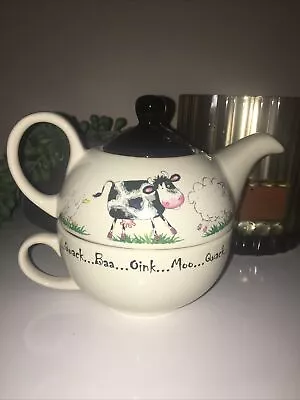 Buy Price & Kensington HOME FARM - Tea For One Ceramic Teapot With Cup Baa.oink.moo • 10£