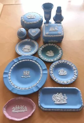 Buy 12 X Wedgwood Jasper Ware Items ~ Covered Boxes, Salt Pot, Vase, Dishes All Vgc • 13.50£