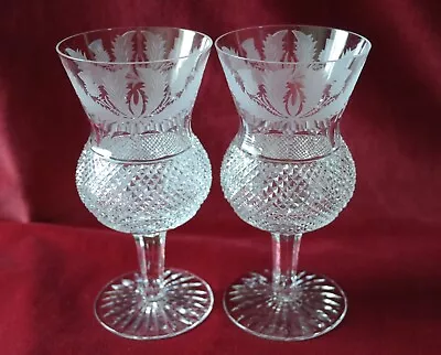 Buy Edinburgh Crystal Thistle Pattern - Pair Of Water Goblets - Signed • 170£