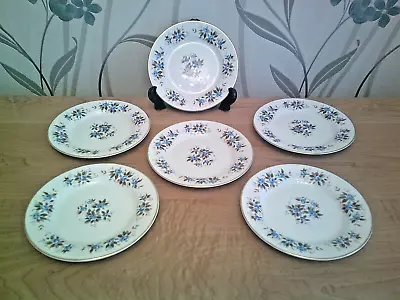 Buy Royal Grafton 6 Side Plates Blue Rose Design - Fine Bone China - Diameter 16cm • 9.95£