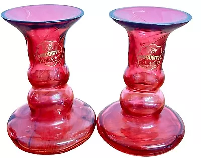 Buy Royal Scot Pair Of Candlesticks Cranberry Glass Handmade Table Decor Ornament • 14.99£