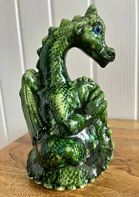 Buy Hand Made Painted Glazed Pottery Green  Dragon Figure Myth Fantasy Signed 7.5” • 12£