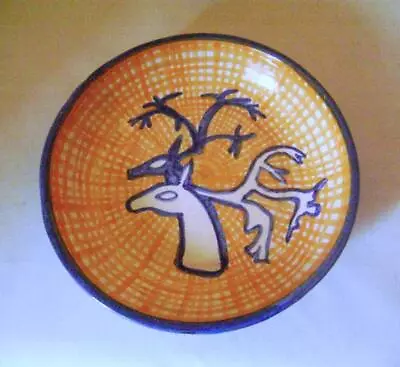 Buy Vintage Tintagel Studio Pottery Deer Decorated Bowl 18 Cm Wide • 12£