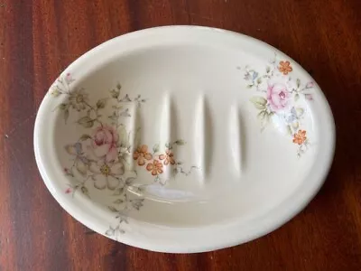 Buy Kernewek Goonhavern Soap Dish, Cornwall, England, Soft Colors, Roses & Butterfly • 9.32£