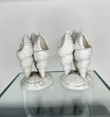 Buy Pair Of Antique Parian Ware Triple Shell Vases • 110£