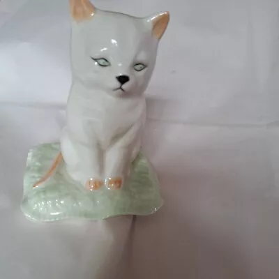 Buy Donegal China Cat Figurine White Pale Green Excellent Condition • 25£
