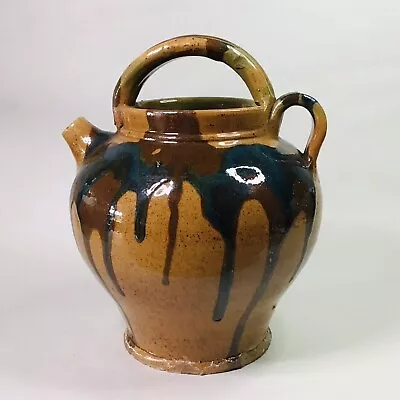 Buy Vintage Drip Glaze French Vallauris Pottery Gargoulette Cruche / Olive Oil Jug • 39£