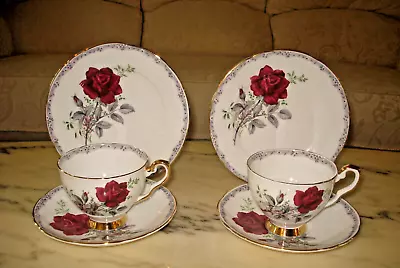 Buy Royal Stafford ROSES TO REMEMBER - Two Trios - Cups Saucers & Plates • 12.99£