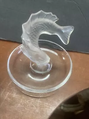 Buy Lalique Signed Frosted Crystal Art Glass Fish Ring Holder Jewelry Dish  • 59.64£