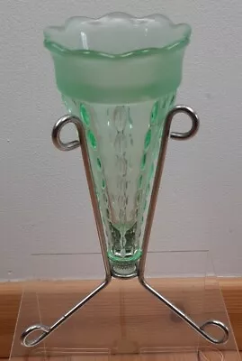 Buy Art Deco Green Glass Trumpet Shaped Epergne/vase On Chrome Stand • 10£