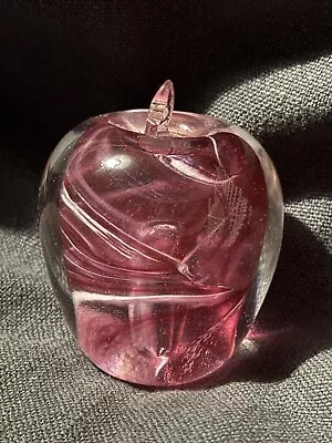 Buy Vintage Adrian Sankey Glass Pink Swirled Apple Paperweight Height 7cm • 10.99£