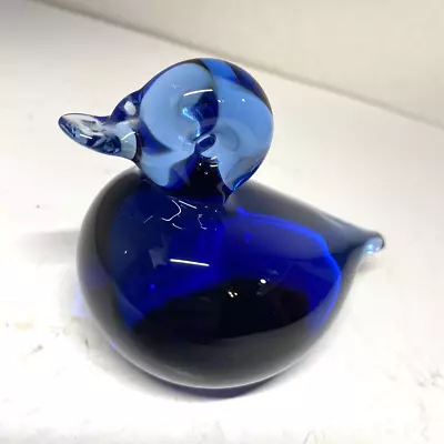 Buy Wedgwood Solid Blue Glass Duck Paperweight England, Free Shipping • 23.29£