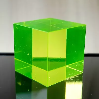 Buy Uranium Cube Vaseline Yellow Glass Uranum Depression Glass Art Glass 27mm • 30.05£