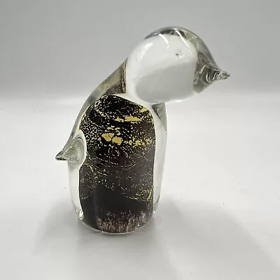 Buy Eamonn Vereker Australia 3.25  Studio Art Glass Penguin Black Gold Paperweight • 36.40£