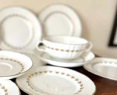 Buy Royal Worcester Lotus Design Pretty Soup Bowl, Saucers And Tea Plates • 15£