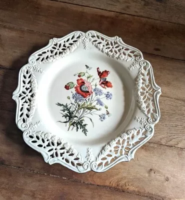 Buy Royal Creamware Pierced Plate Limited Edition  Poppies  The Floral Gift - C1222 • 12.99£