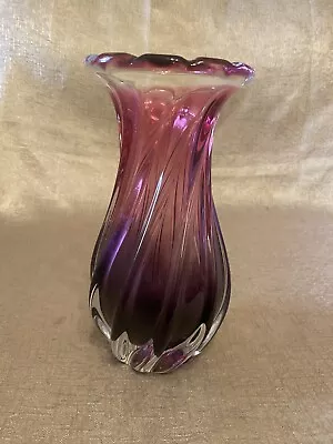 Buy Josef Hospodka Chribska Bohemian Pink Art Glass Vase • 39.99£