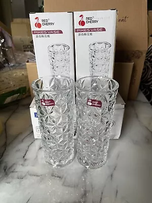 Buy Set Of 2 Small Crystal Look Heavy Glass Bouquet Flower Vase Holder Home Table • 10.99£