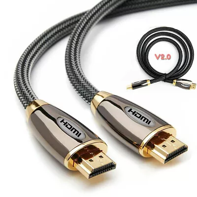 Buy Premium 4k Hdmi Cable 2.0 High Speed Gold Plated Braided Lead 2160p 3d Hdtv Uhd • 29.95£