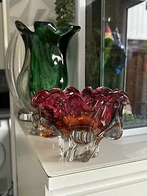 Buy Vintage Glass Vase Mid Century Czech Retro Chribska Josef Hospodka VGC • 29.99£