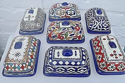Buy HAND PAINTED CERAMIC  SMALL BUTTER DISH* FES POTTERY* Many Designs • 12.99£