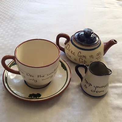 Buy Vintage Collection Devonware Mottoware Torquay Teapot Jug Cup & Saucer Lot • 7.50£
