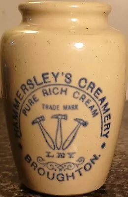 Buy VINTAGE C1900's HAMMERSLEY'S BROUGHTON  STONEWARE CREAM POT BLUE PRINT PICTORIAL • 9.99£