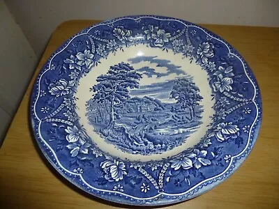 Buy Barratts Old Castle Blue 9 Inch Rimmed Bowl   C1970. DAMAGE. (D30) • 4.99£