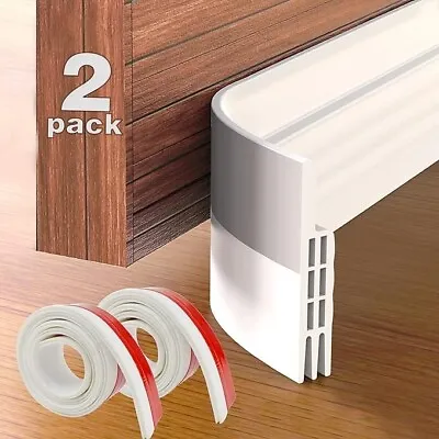 Buy Pack Of 2 White Door Draught Excluder Strip Self Adhesive Bottom Seal Draft • 7.99£