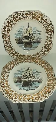 Buy Vintage 1970 Pair Of Lord Nelson Pottery Plates Mayflower In Plymouth Harbour • 10£