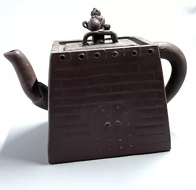 Buy Yixing Zisha Clay Teapot Having Tea On Lid China 5  Stamped Square Unusual • 57.52£